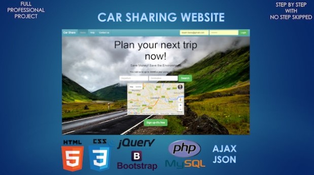 BUILD A CAR SHARING WEBSITE (JAVASCRIPT, PHP, MYSQL, AJAX AND JSON)