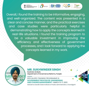 Sukhwinder Singh found the Government Process Re-engineering