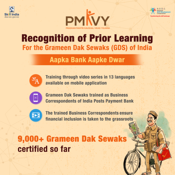 Over 9,000 Grameen Dak Sewaks have been certified under the Recognition of Prior Learning (RPL)