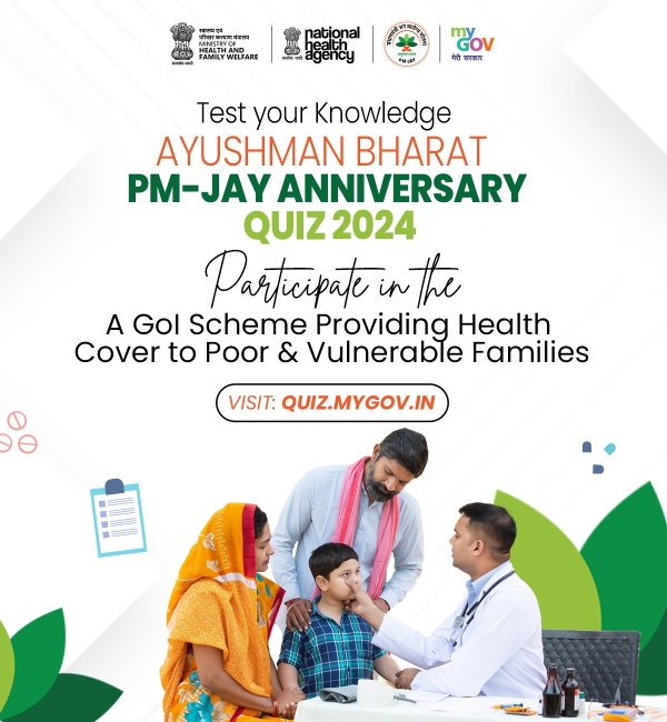 Take the PM-JAY Anniversary Quiz 2024 and discover its life-changing impact on healthcare!.