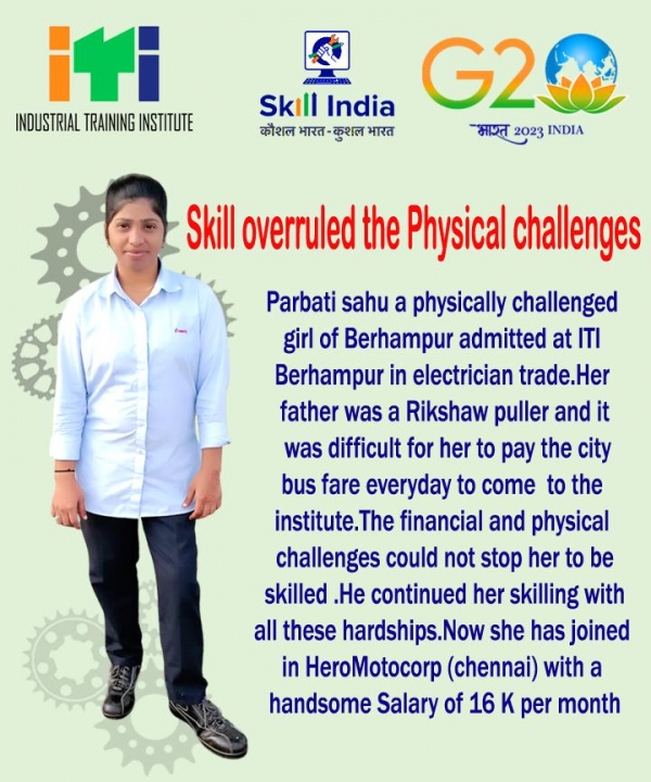 Truly an inspiration, Parbati, a student of Electrician 